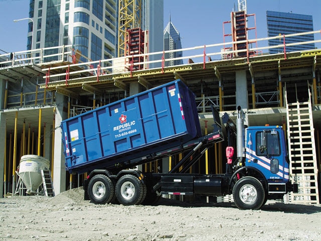 Roll-off dumpster at construction site
