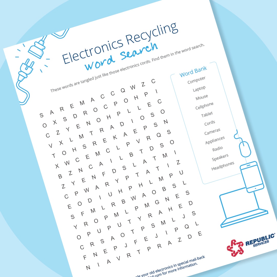 Electronics Recycling Word Search