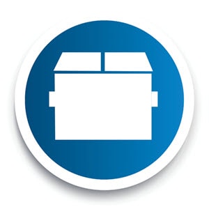 blue and white Icon - Dumpster