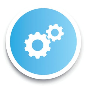 Blue and white Icon - Gears