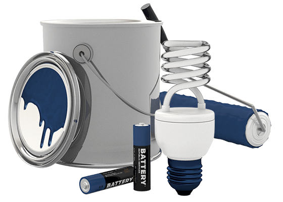 Battery, Light Bulb, Paint disposal services