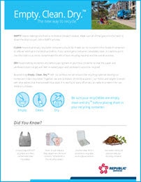 Empty Clean and Dry Recycling Tip Sheet