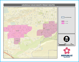 Map of Louisville CO Trash Recycling Route Friday
