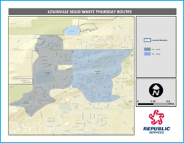 Map of Louisville CO Trash Recycling Route Thursday