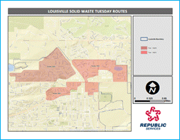 Map of Louisville CO Trash Recycling Route Tuesday