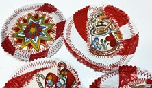 plastic bags sewn in circles
