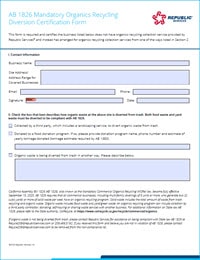 AB 1826 Mandatory Organics Recycling Diversion Certification Form