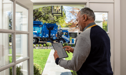 Man viewing tablet
