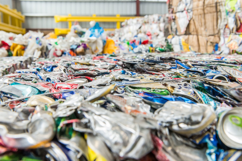 Bundles of recycled aluminium cans