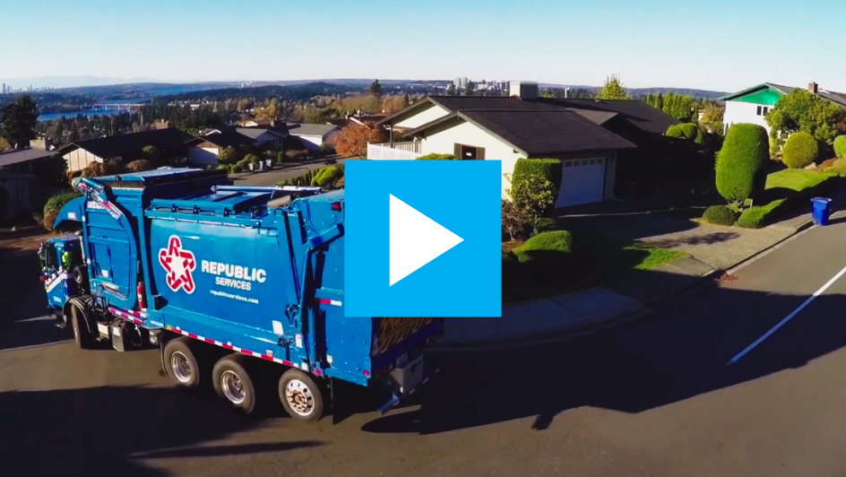 Truck driving through neighborhood arial shot video thumbnail