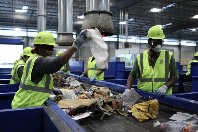 Workers-sorting-recycling-plastic-bag-trash
