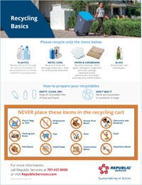 Fairfield, CA residential recycling guidelines - English, Spanish, Tagalog