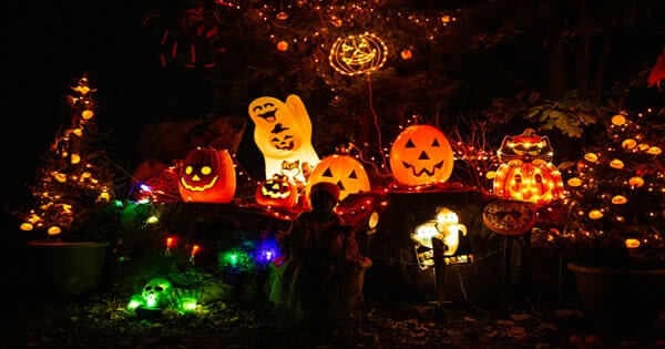 halloween decorations at night