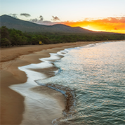 hawaii beach at sunset 