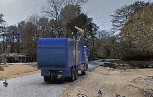 blue garbage truck