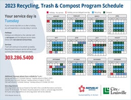 Louisville, CO 2023 Pickup Calendar Example