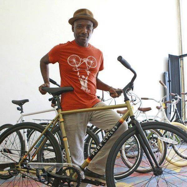 man with bicycle