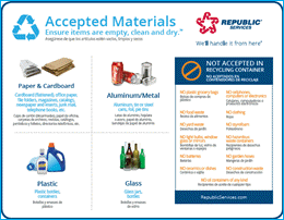 Newark, CA Acceptable and unacceptable recycling materials with images
