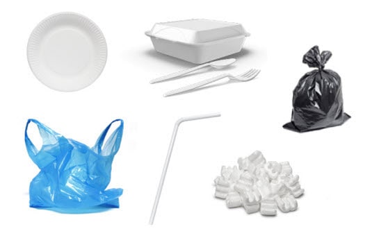 Foam, plastic, utensils and straws - not recyclable