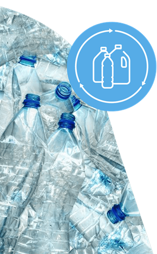 Plastic bottles with icon overlay