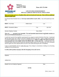 Salinas, CA Low Income Senior Garbage Application