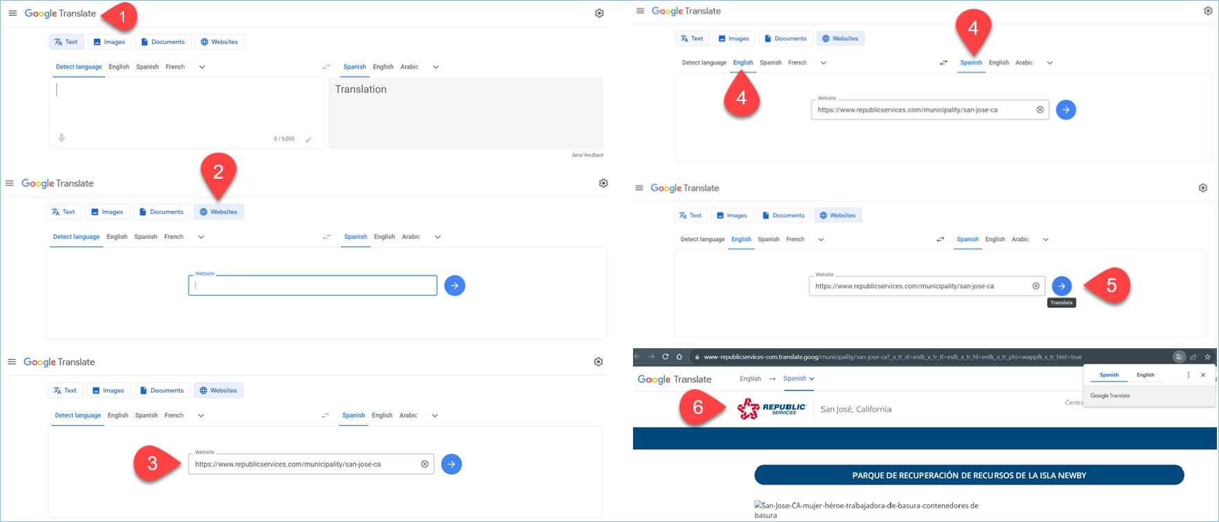 Steps to translate a website to another language