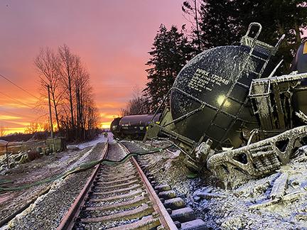 burnt down train