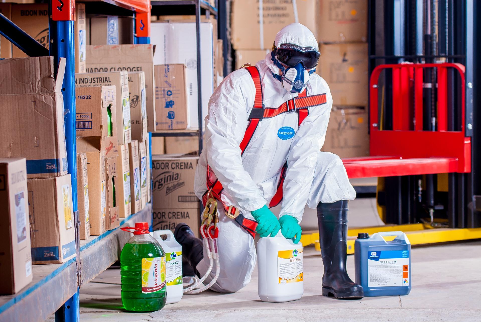 Employee working with solvent
