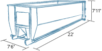 Large Dumpster Industrial Curved 40 yard