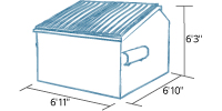 Small Dumpster Slanted Top 8 yard