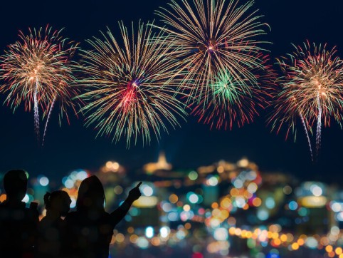 fireworks in the night sky