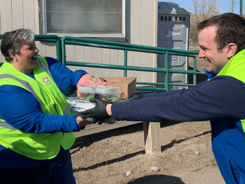 Two Republic Workers Sharing Food From Great Falls, MT Restaurants 