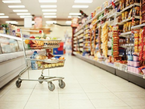grocery store cart in store 
