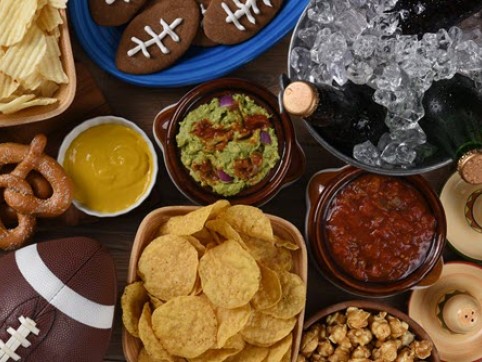table with game day snacks