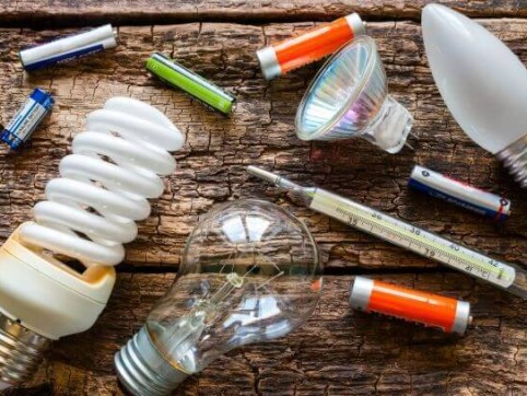 lightbulbs, batteries, and thermometers for HHW disposal