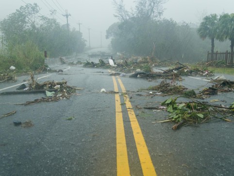 Debris on the road after a hurricane