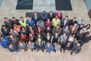 Group photo looking up
