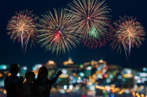 fireworks in the night sky