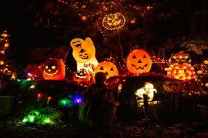 halloween decorations at night