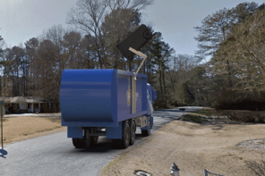blue garbage truck 