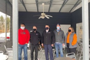 group of volunteers with masks