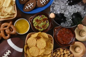 table with game day snacks