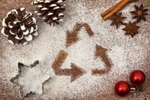 recycling symbol drawn in powdered sugar 