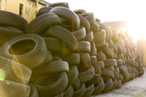 stack of tires to recycle