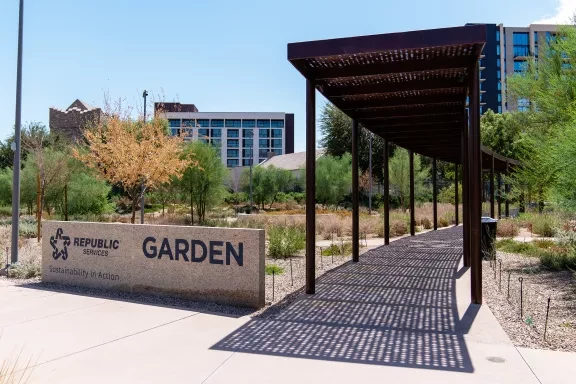 Rendering of a landscaped garden