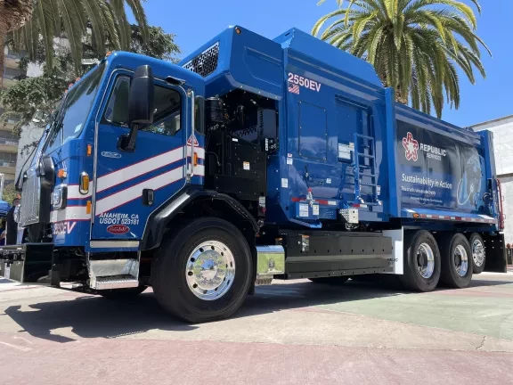 Truck in front of state capitol building
